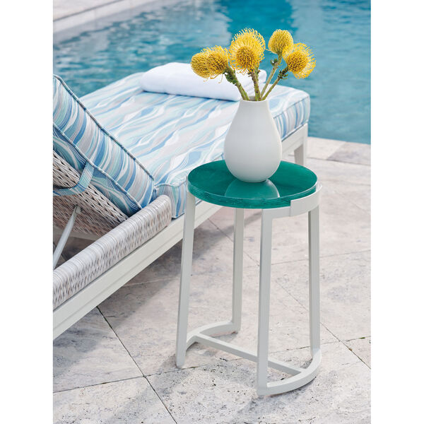 Seabrook White and Teal Accent Table, image 2