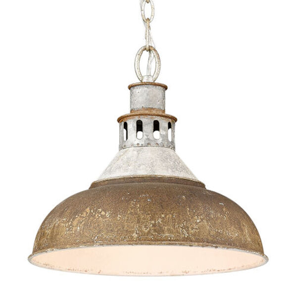 Charlotte Aged Galvanized Steel One-Light Pendant with Antique Rust Shade, image 1