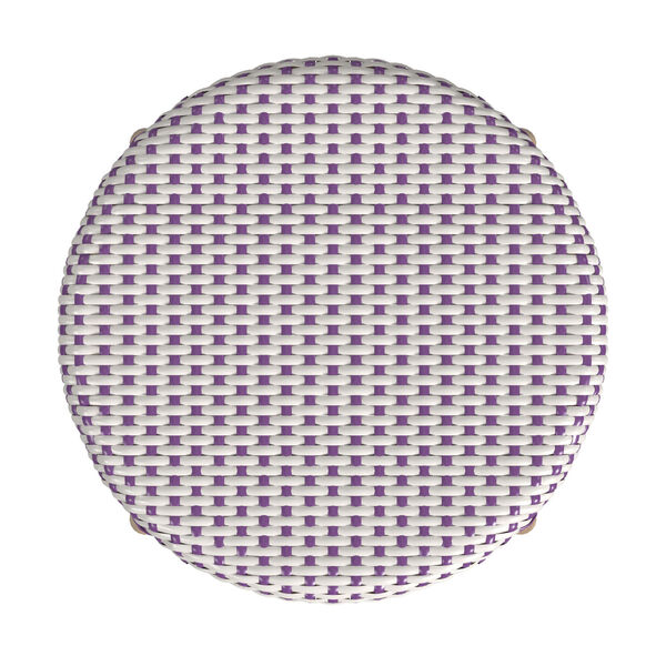 Tobias White and Purple Dot on Natural Rattan Counter Stool, image 5