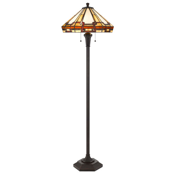 Tiffany Brown Two-Light LED Round Floor Lamp, image 1