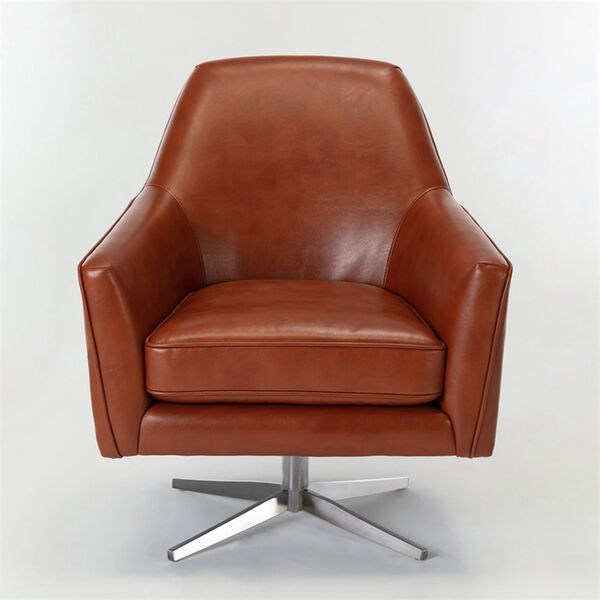 Phoenix Caramel Leather Gel Swivel Armchair, image 2