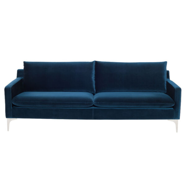 Anders Midnight Blue and Silver Sofa, image 2