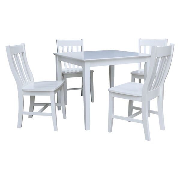 White 36-Inch Dining Table with Four Chair, Set of Five, image 3