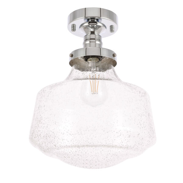Lyle Chrome 11-Inch One-Light Flush Mount with Clear Seeded Glass, image 5