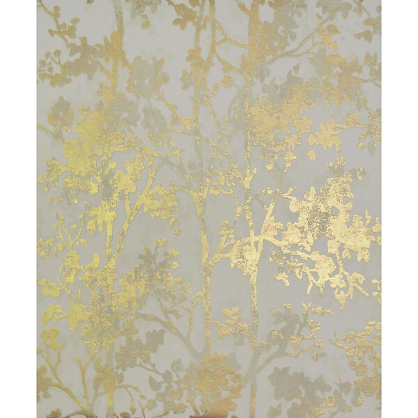 Antonina Vella Modern Metals Shimmering Foliage Almond and Gold Wallpaper - SAMPLE SWATCH ONLY, image 1