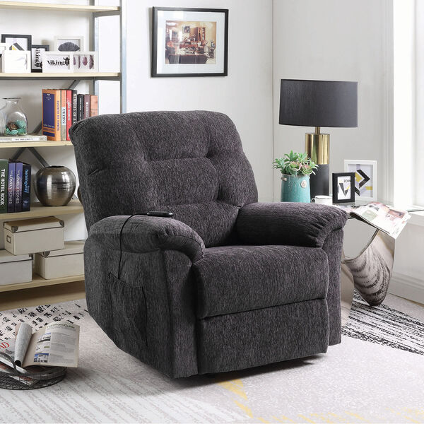 Grey Upholstered Power Lift Recliner, image 1