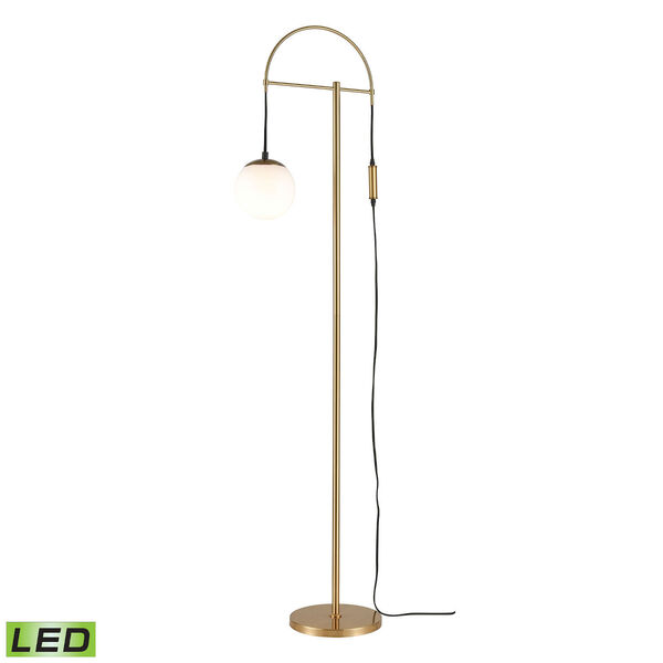 Malbo Honey Brass and White Acrylic One-Light Adjustable Floor Lamp, image 1