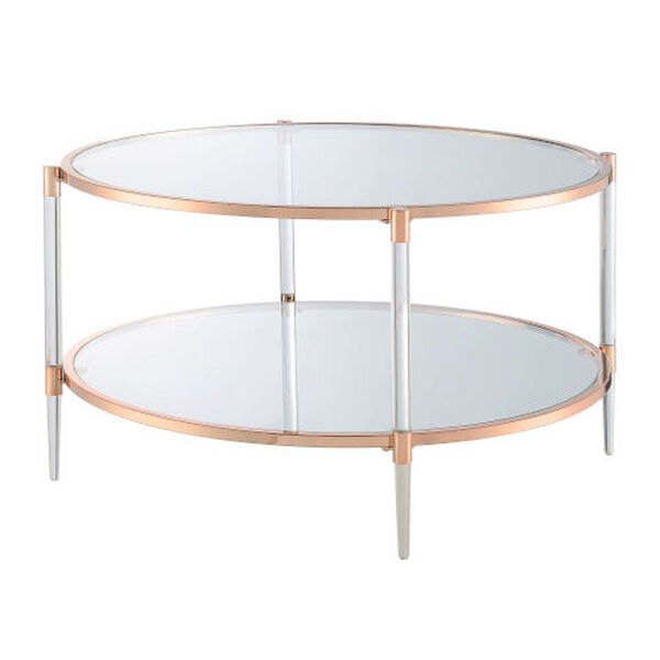 Royal Crest Rose Gold 2-Tier Acrylic Glass Coffee Table, image 1