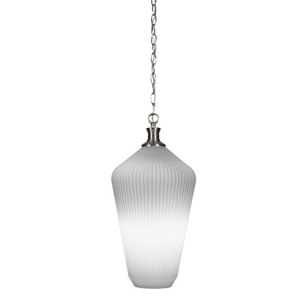 Carina Brushed Nickel One-Light 20-Inch Chain Hung Pendant with Opal Frosted Glass, image 1