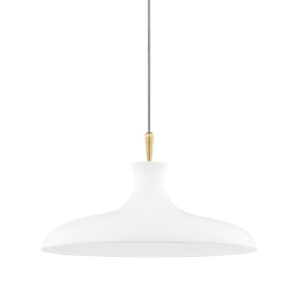 Cassidy Aged Brass and Soft Off White 21-Inch One-Light Pendant, image 1