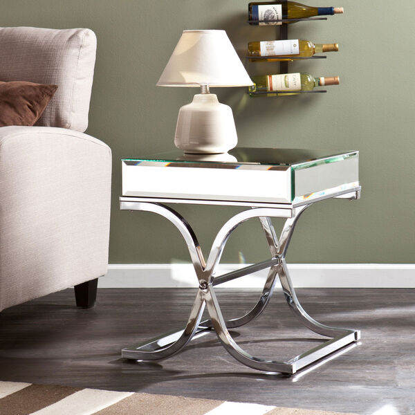 Ava Chrome Mirrored End Table, image 1