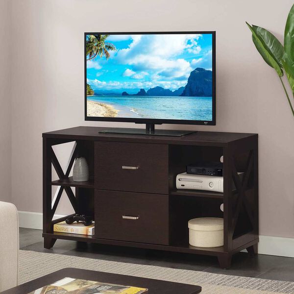 Brown Deluxe Two Drawer TV Stand with Shelve, image 1