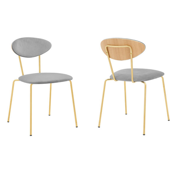 Neo Gray Velvet Gold Chrome Dining Chair, Set of Two, image 1