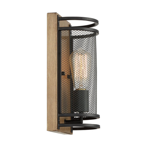 Atelier Black and Honey Wood One-Light Wall Sconce, image 4