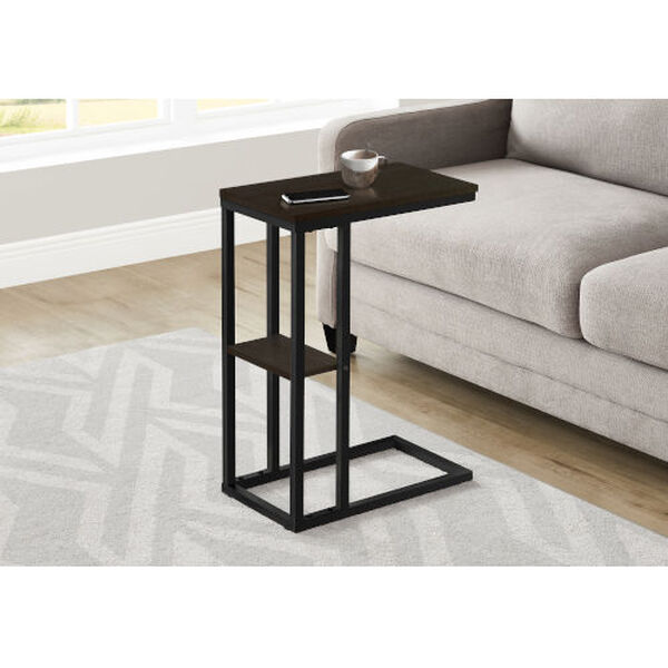 Espresso and Black End Table with Shelf, image 2