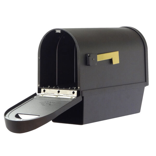 Curbside Black Nine-Inch Classic Mailbox with Newspaper Tube and Baldwin Front Single Mounting Bracket, image 3