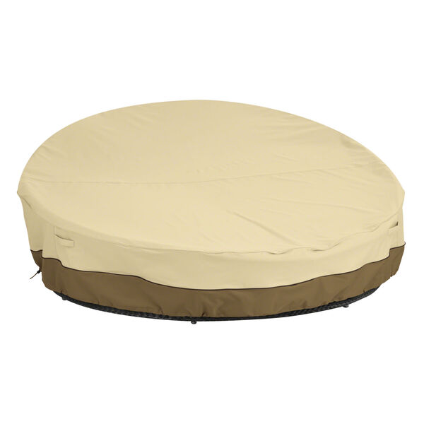 Ash Beige and Brown 65-Inch Round Patio Daybed Cover, image 1