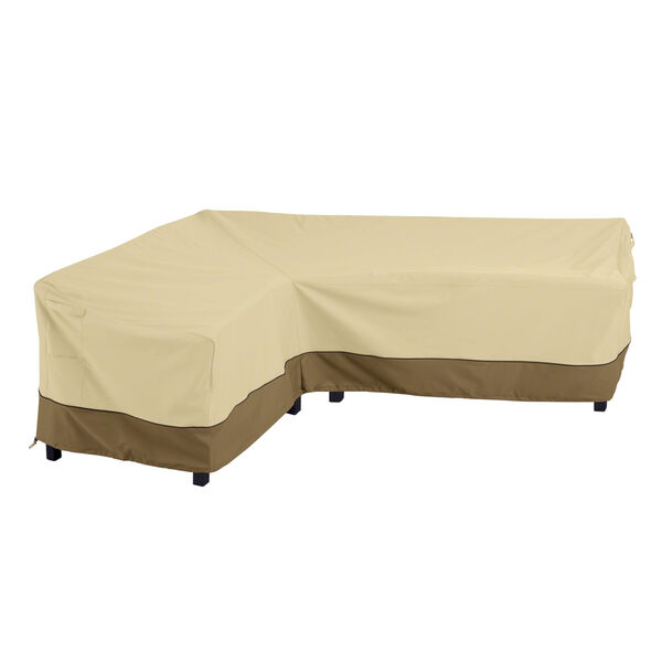 Ash Beige and Brown 115-Inch Patio Left facing Sectional Lounge Set Cover, image 1