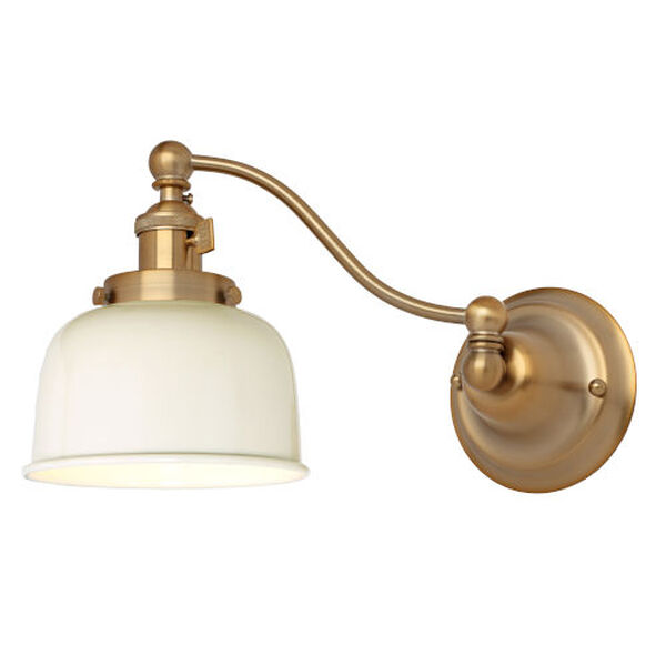 Soho Satin Brass and Ivory One-Light Five-Inch Swing Arm Wall Sconce, image 1