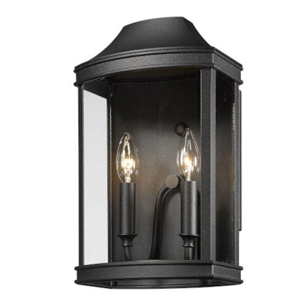 Lincoln Natural Black Two-Light Outdoor Wall Sconce with Clear Glass, image 1