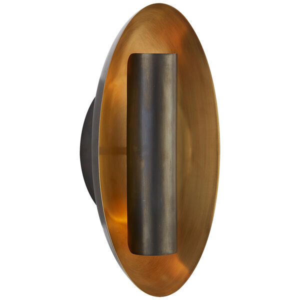 Aura Medium Oval Sconce in Bronze with Soft Brass Interior by Barbara Barry, image 1