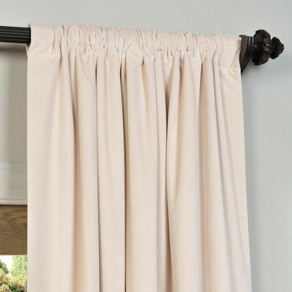 Alabaster Beige Blackout Velvet Pole Pocket Single Panel Curtain 50 x 108, image 3