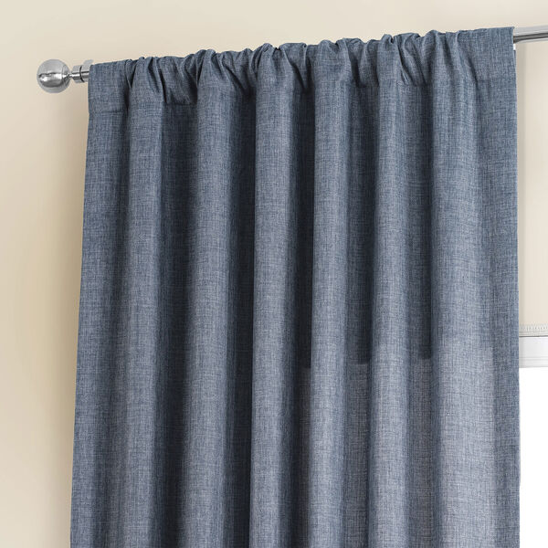 Sweden Blue Italian Faux Linen Single Panel Curtain, image 3