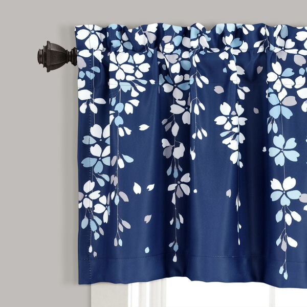 Weeping Flower Navy and White 52 x 18 In. Window Valance - (Open Box), image 2