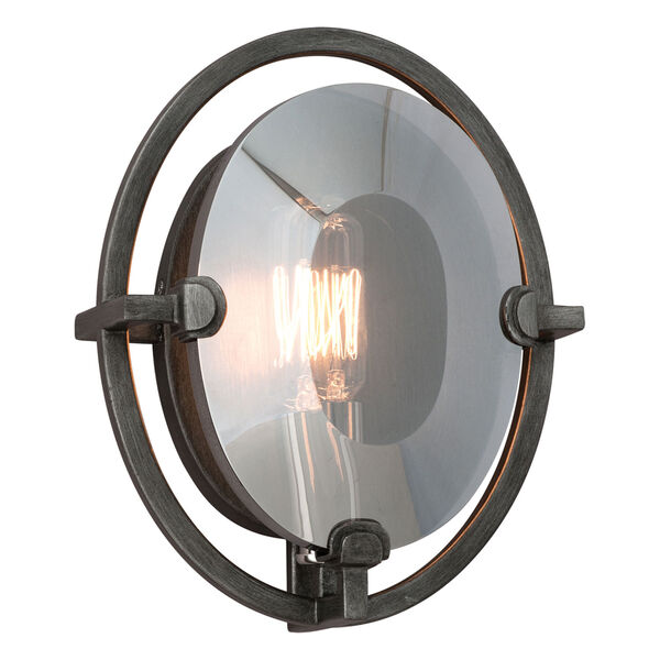 Prism Graphite One-Light Oval Wall Sconce with Plated Smoked Crystal Glass, image 1