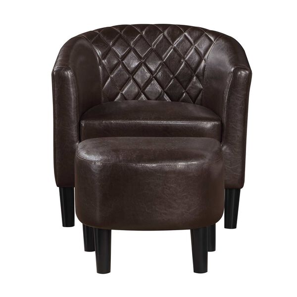 Take A Seat Espresso Faux Leather Roosevelt Accent Chair with Ottoman, image 4