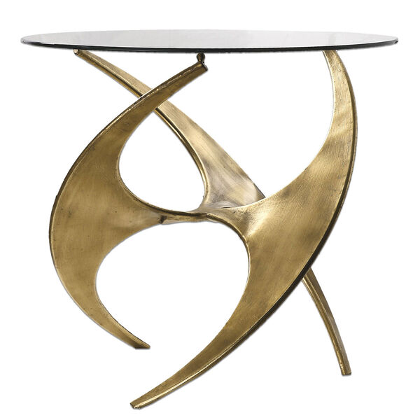 Graciano Antique Gold Glass Accent Table, image 1