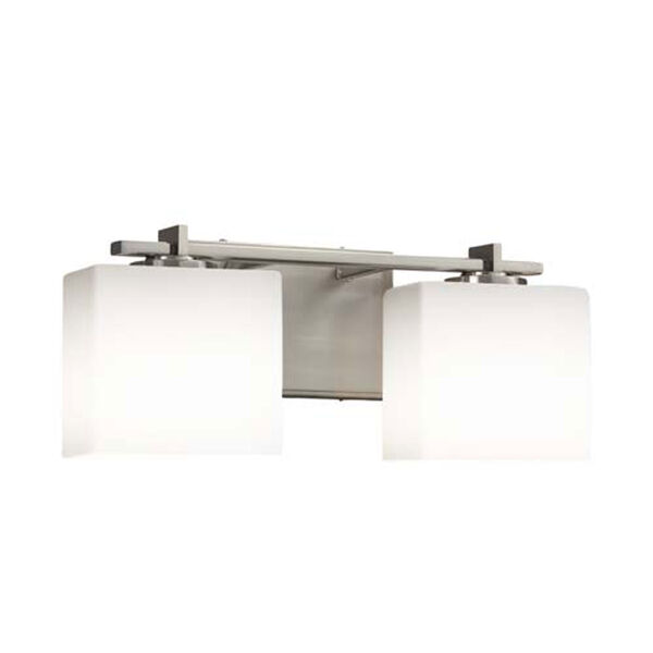 Fusion - Era Brushed Nickel Two-Light Bath Bar with Rectangle Opal Shade, image 1