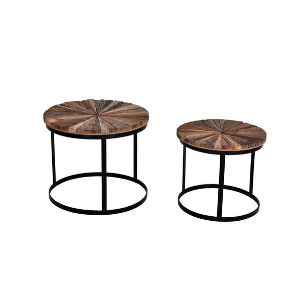 Layover Natural and Black Iron Nesting Table, image 1