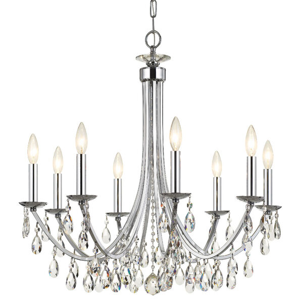 Bridgehampton Polished Chrome 28-Inch Eight-Light Faceted Crystal Chandelier, image 1