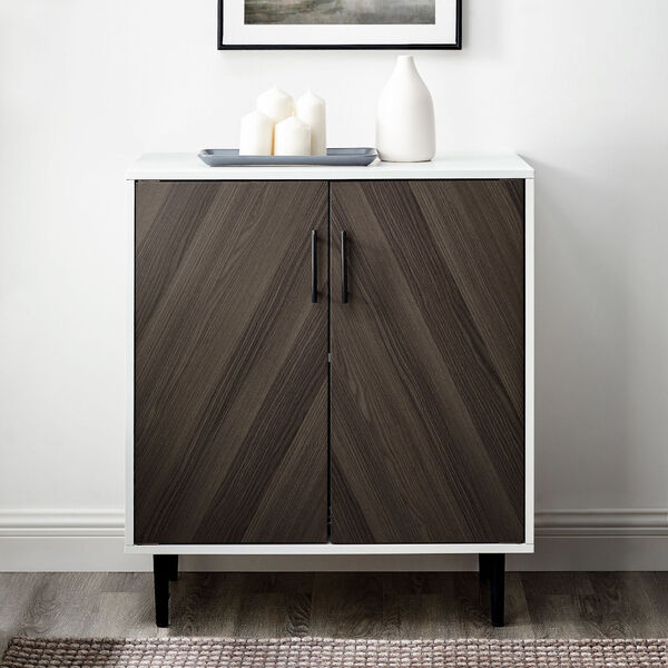 Hampton Ash Brown and Solid White Bookmatch Accent Cabinet, image 4