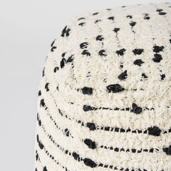 Aarohi Cream and Black Patterned Pouf, image 5