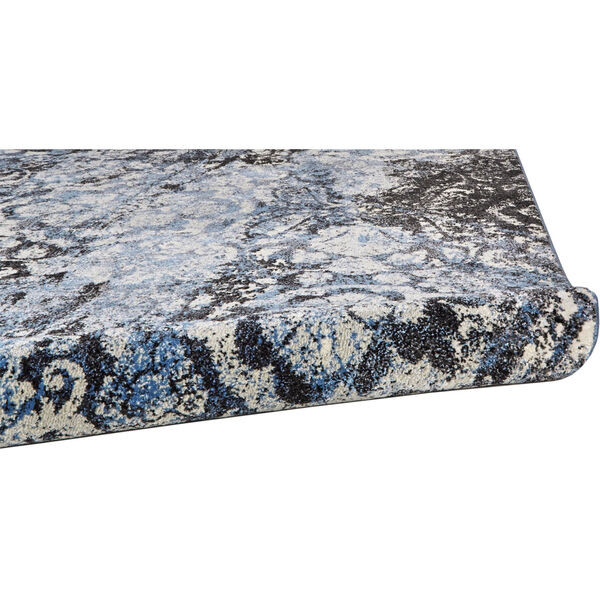 Ainsley Modern Distressed Floral Blue Black Rectangular: 4 Ft. 3 In. x 6 Ft. 3 In. Area Rug, image 6