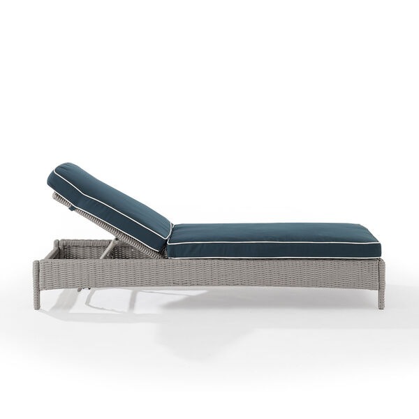 Bradenton Gray and Navy Outdoor Wicker Chaise Lounge, image 6