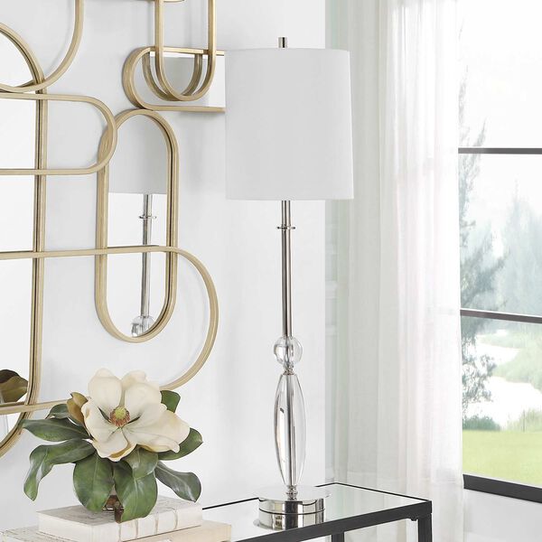 Sceptre Polished Nickel and White Crystal Buffet Lamp, image 4