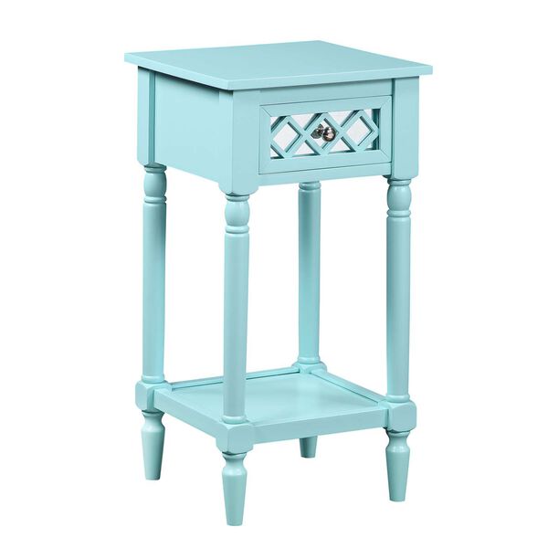 Khloe French Country Aqua Blue Deluxe One Drawer End Table with Shelf, image 3
