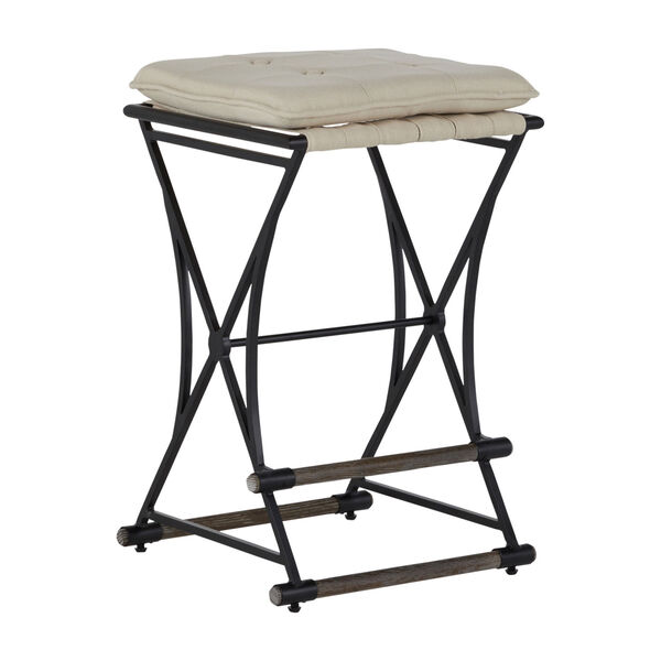 Frederick Soft Chamois and Aged Black Counter Stool, image 1