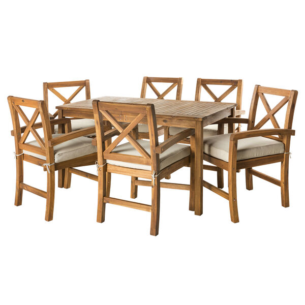Brown Patio Dining Table Set , 7 Piece, image 2