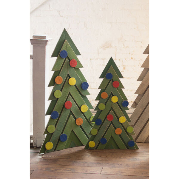 Green Wooden Christmas Tree, Set of 2, image 1