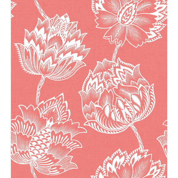 Batik Jacobean Pink And White Peel And Stick Wallpaper, image 1