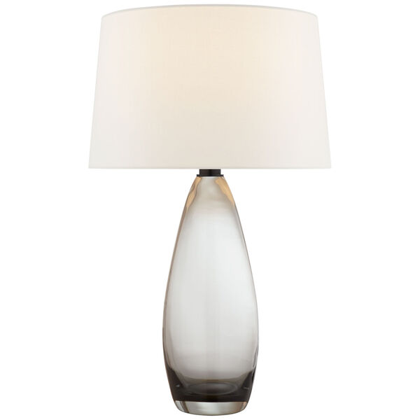Myla Large Tall Table Lamp in Smoked Glass with Linen Shade by Chapman  and  Myers, image 1