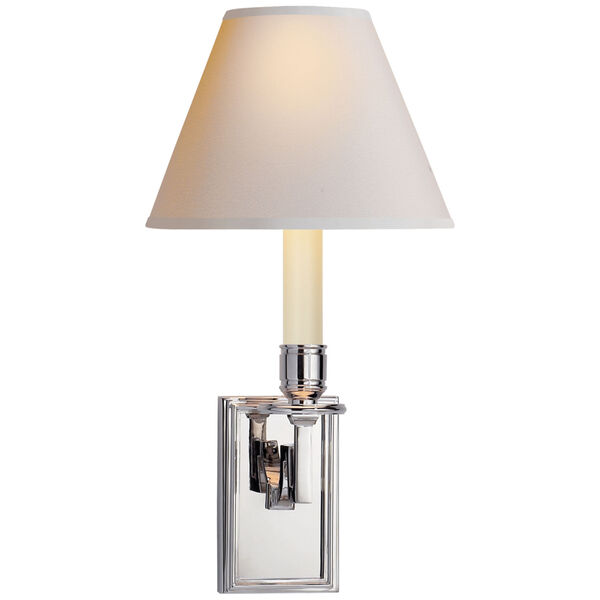 Dean Library Sconce in Polished Nickel with Natural Paper Shade by Alexa Hampton, image 1