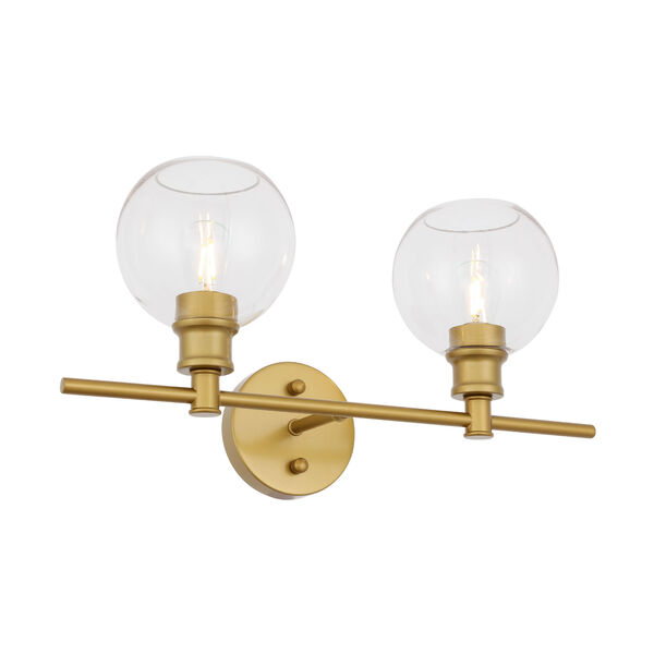 Collier Brass Two-Light Bath Vanity with Clear Glass, image 6