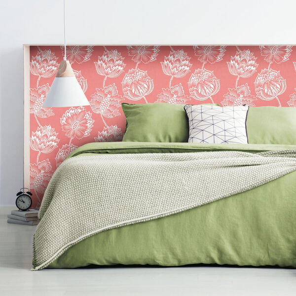 Batik Jacobean Pink And White Peel And Stick Wallpaper, image 3