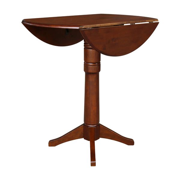 Espresso 42-Inch Round Dual Drop Leaf Pedestal Dining Table, image 4