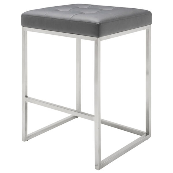 Chi Matte Gray and Silver Counter Stool, image 1